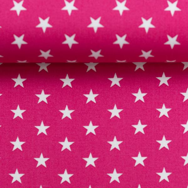 Baumwoll Druck Sterne Pink/Weiß  Ø 1 cm